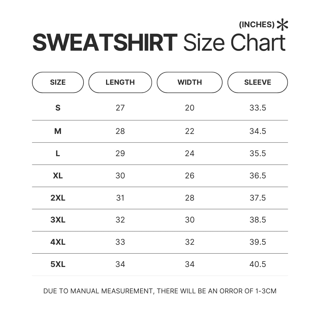 Sweatshirt Size Chart - Joji Merch