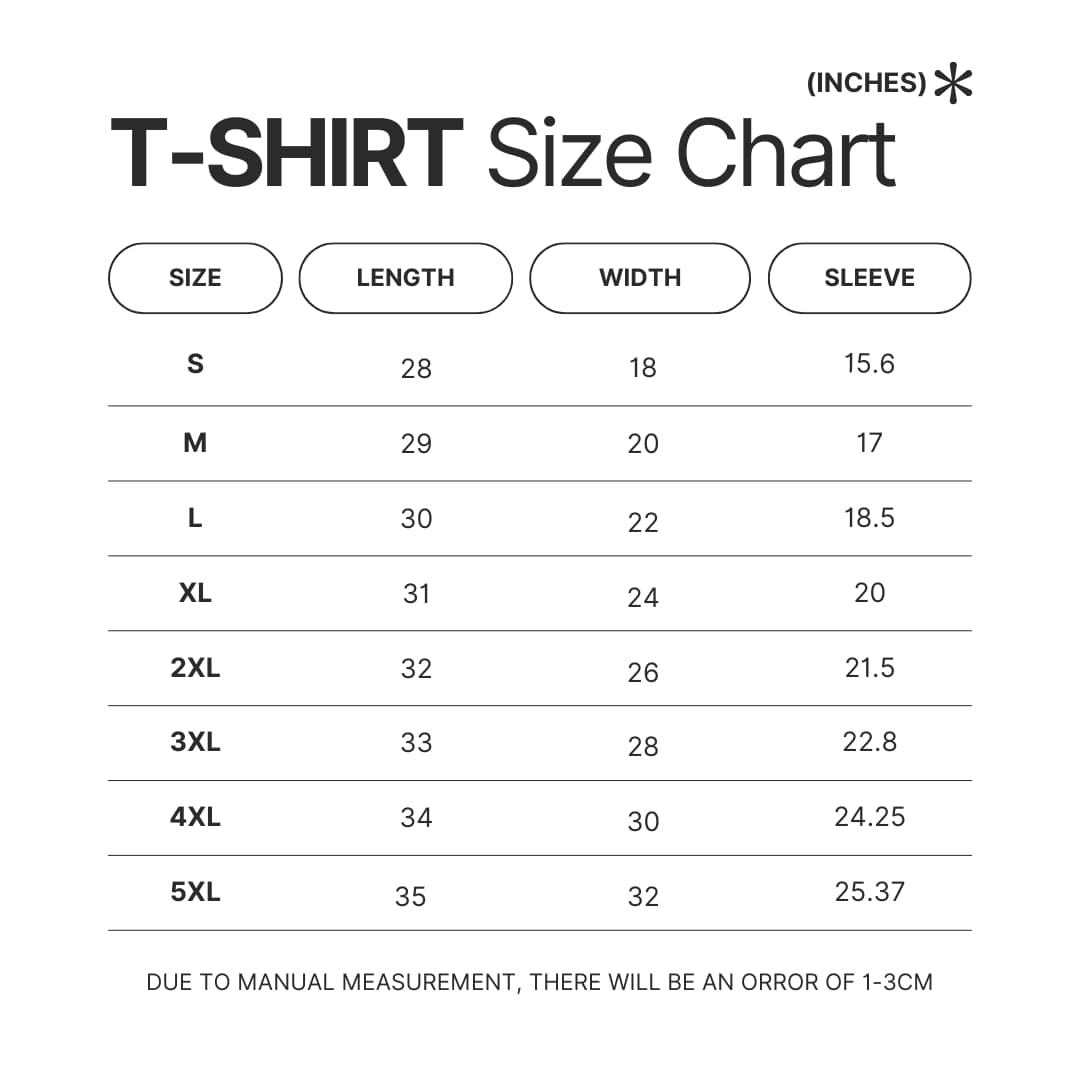 T shirt Size Chart - Joji Merch