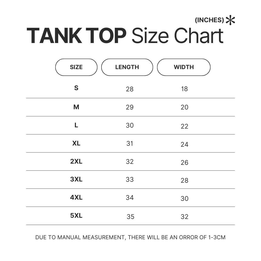 Tank Top Size Chart - Joji Merch