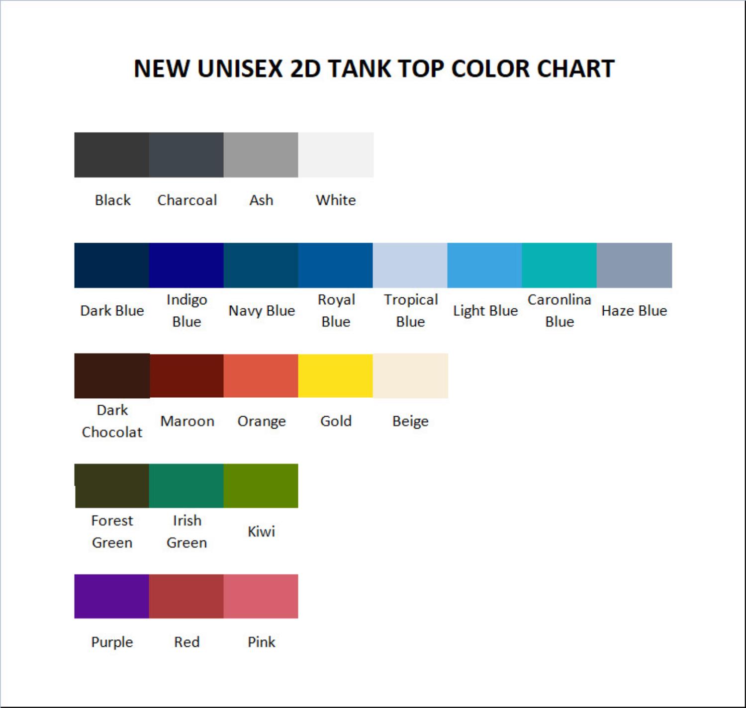 tank top color chart - Joji Merch